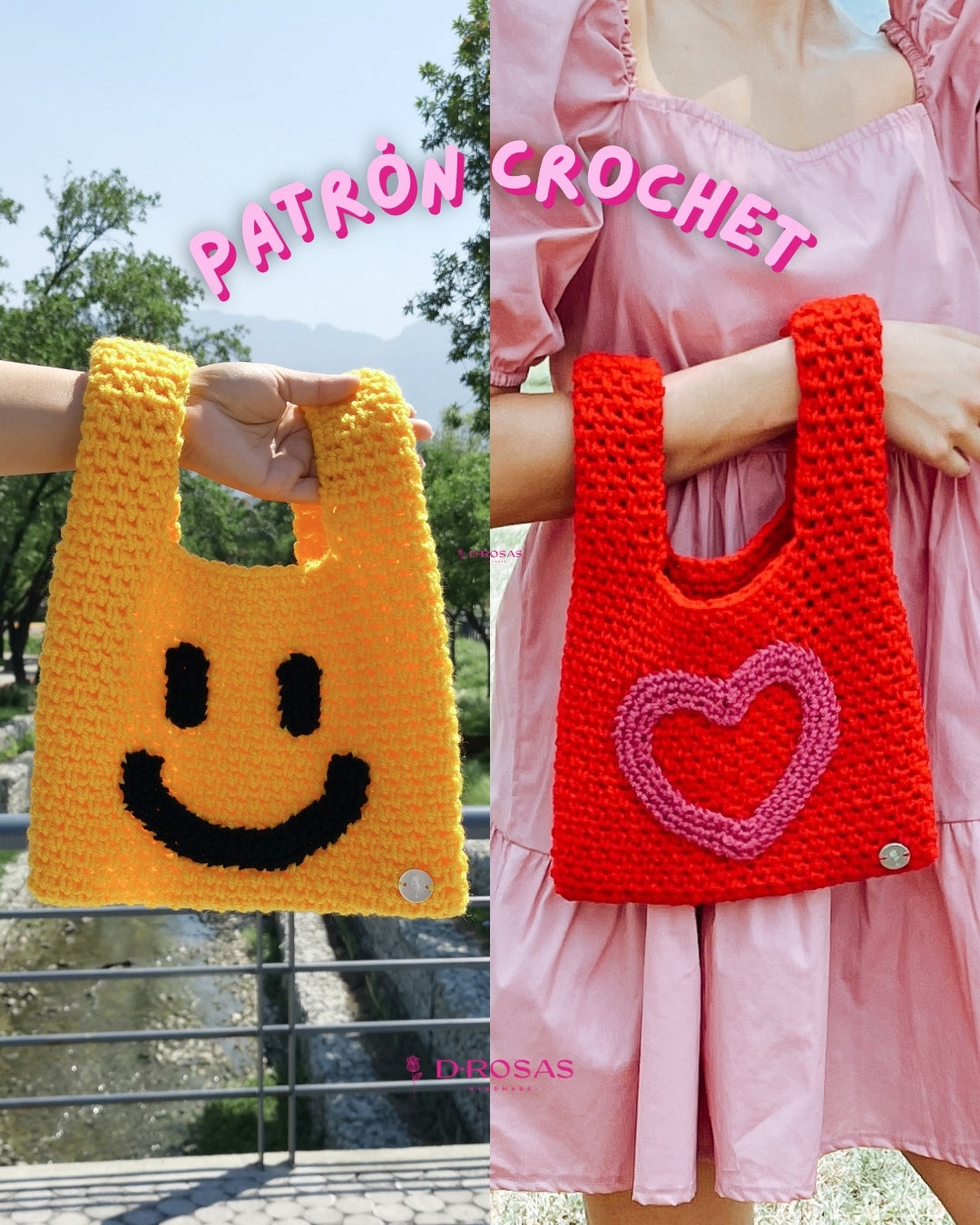 Patrón crochet - Bolsa feliz / corazón